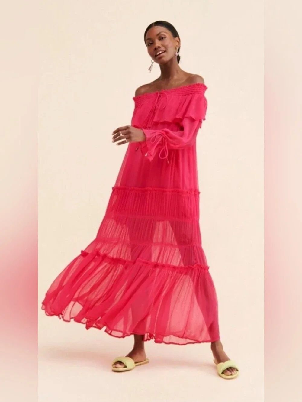 Free People Cherry Chifton Tiered Maxi Dress-S
